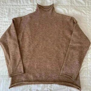 Minimalist knit rolled high neckline sweater womens medium autumn boho chic